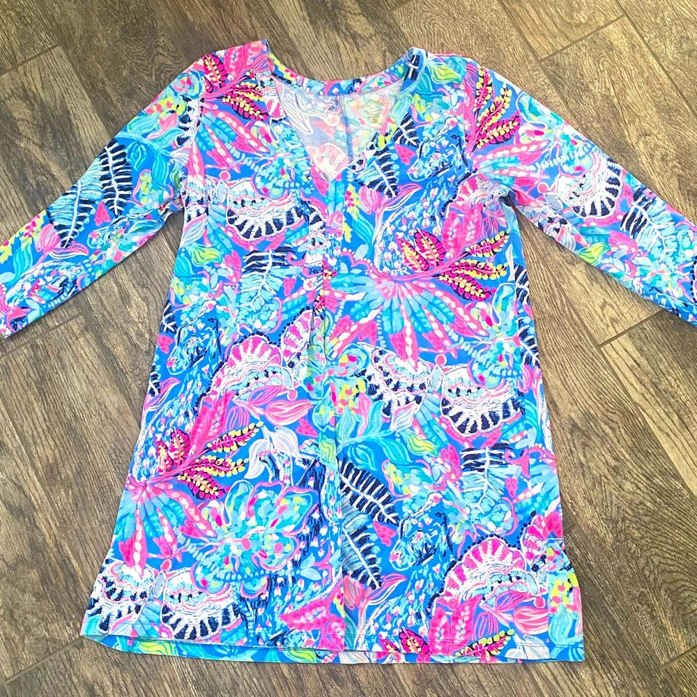 EUC Lilly Pulitzer Long Sleeve Amina dress - size XL - Fantasy Garden